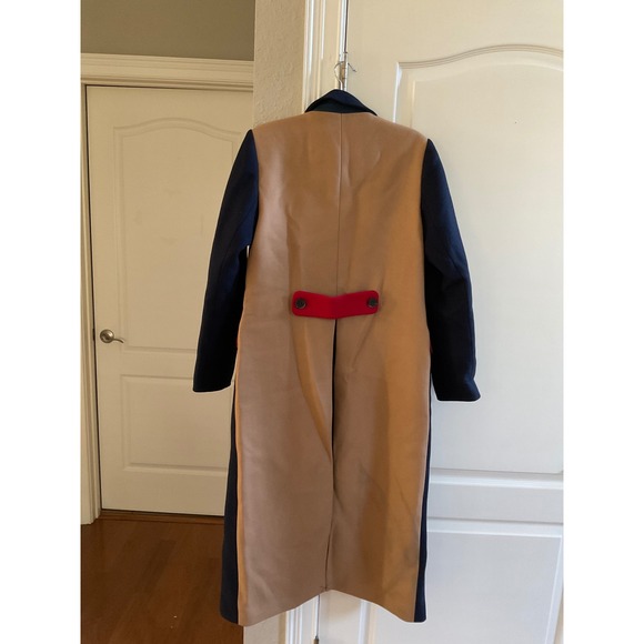 Boden Colour Block Wool Blend Coat Navy Blue Camel Colorblock Wool Coat 8 Nwt - Picture 7 of 7